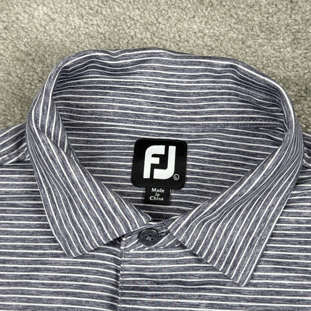 FootJoy Polo Shirt Mens Large Gray Striped Jupiter Hills US Amateur Hour Ball‎ - Picture 4 of 10